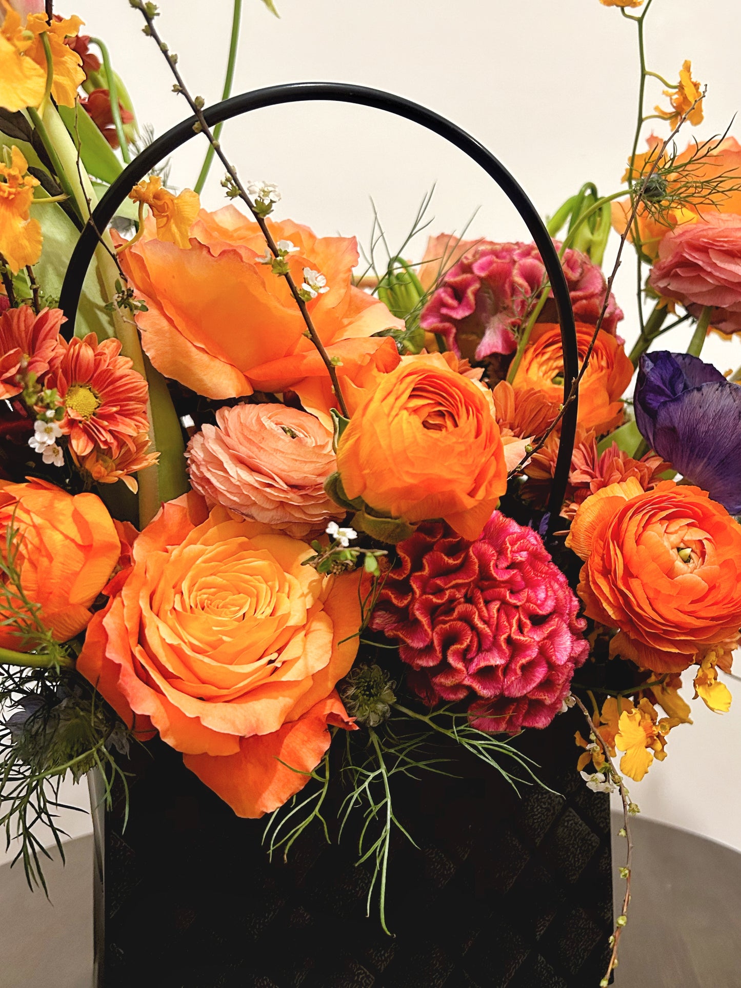 Fortune Bag Flower Basket - Orange